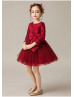 Burgundy Tulle Short Flower Girl Dress